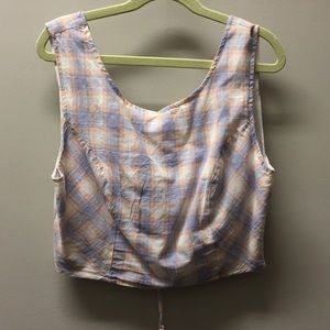 String back plaid pastel crop top
